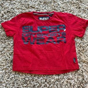 Superdry Crop Red Tee with Navy Graphic Logo